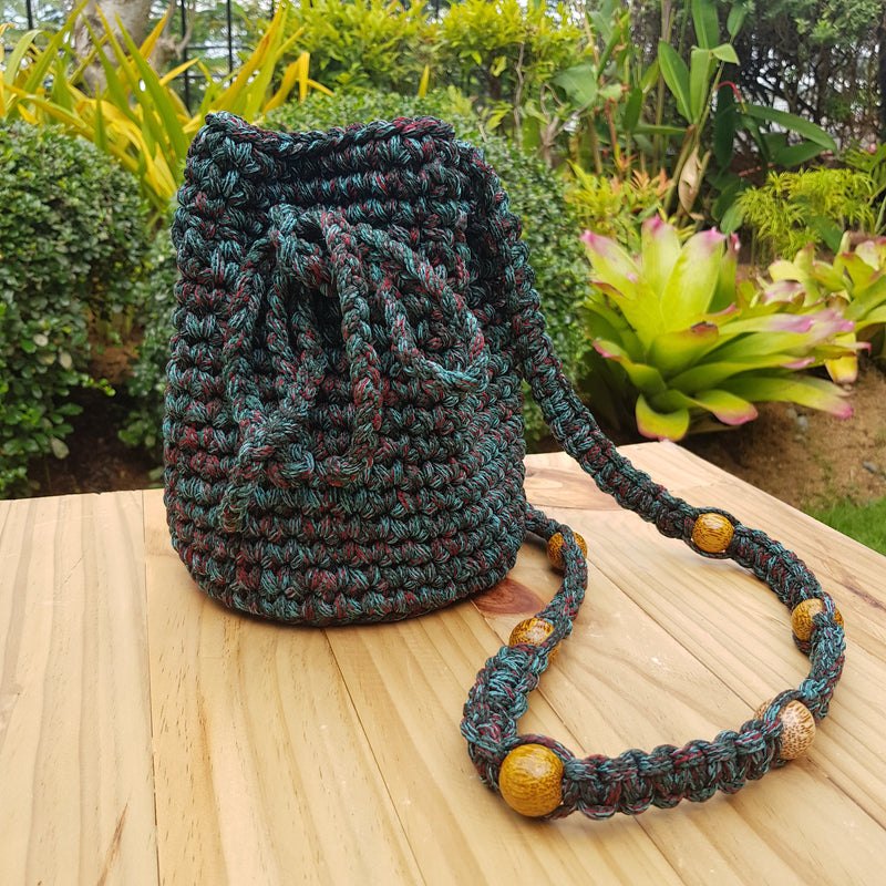 Elvira Macram� Mini Bucket Bag (Green) - Island Girl