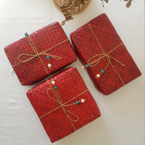 Square Sustainable Gift Box in Red