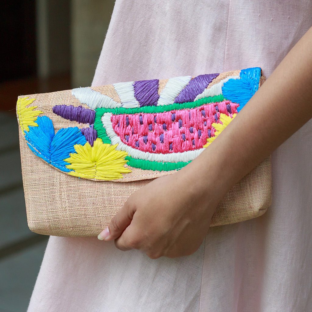 Andi Embroidered Envelope Clutch - Island Girl