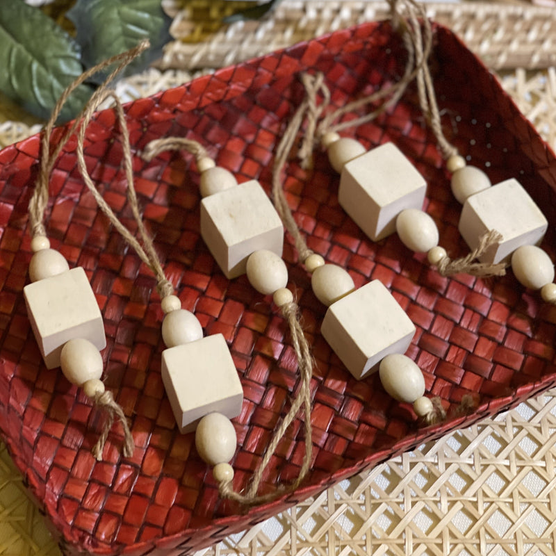 Wooden Cubes Christmas Ornaments (Set of 6)