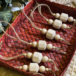 Faceted Wood Beads Christmas Ornaments (Set of 6)