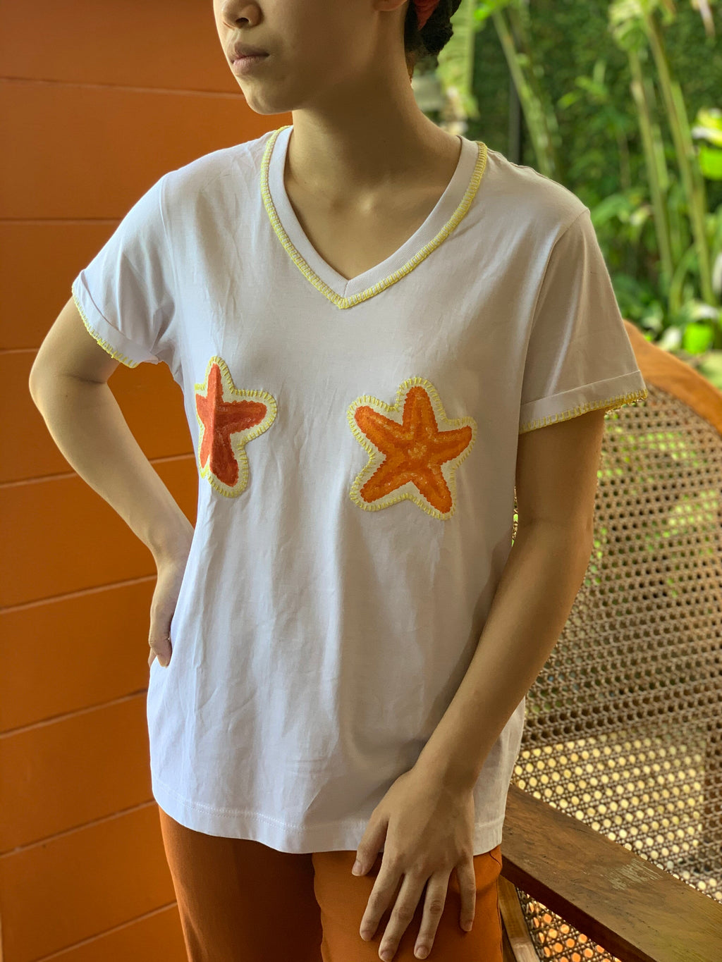 Hand-Painted Shirt (Starfish) - Island Girl