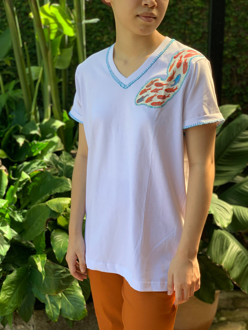 Hand-Painted Shirt (Fishes) - Island Girl