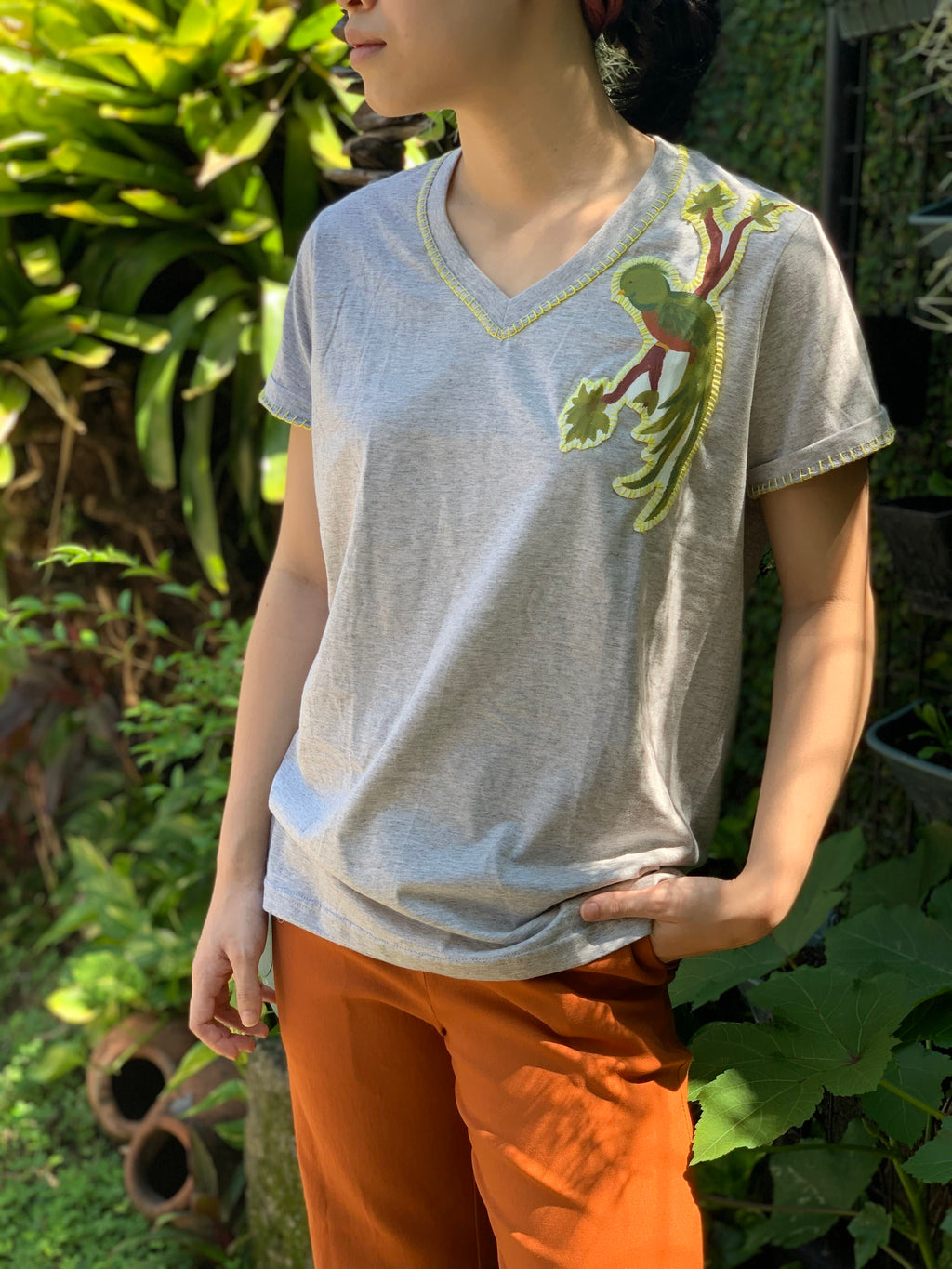 Hand-Painted Shirt (Bird) - Island Girl