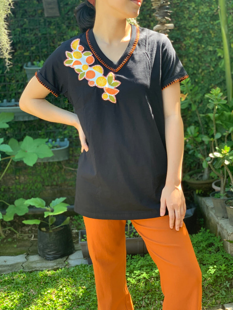 Hand-Painted Shirt (Sliced Oranges) - Island Girl