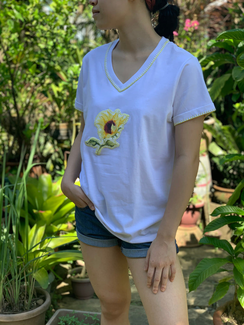 Hand-Painted Shirt (Sunflower) - Island Girl