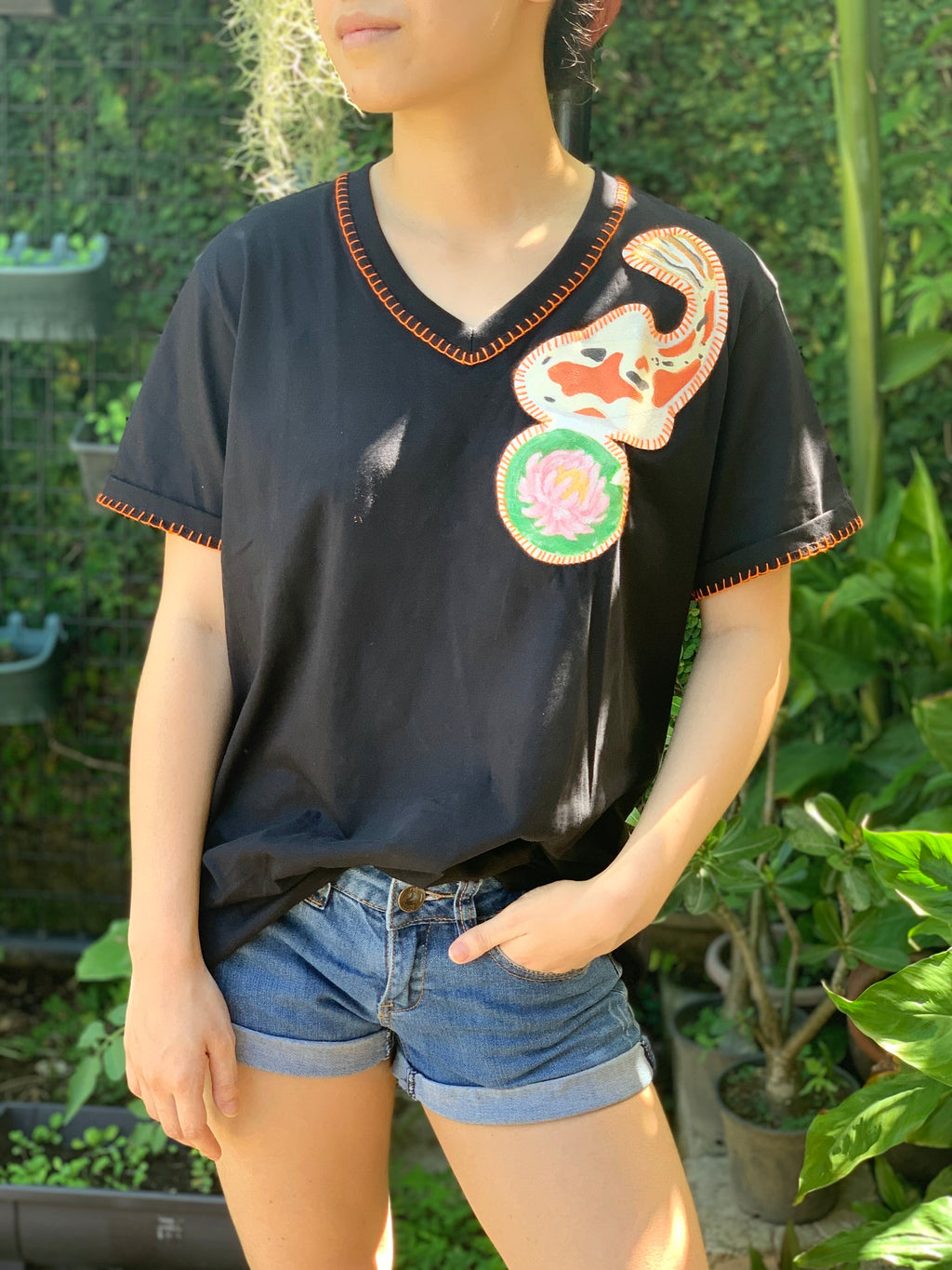 Hand-Painted Shirt (Koi) - Island Girl