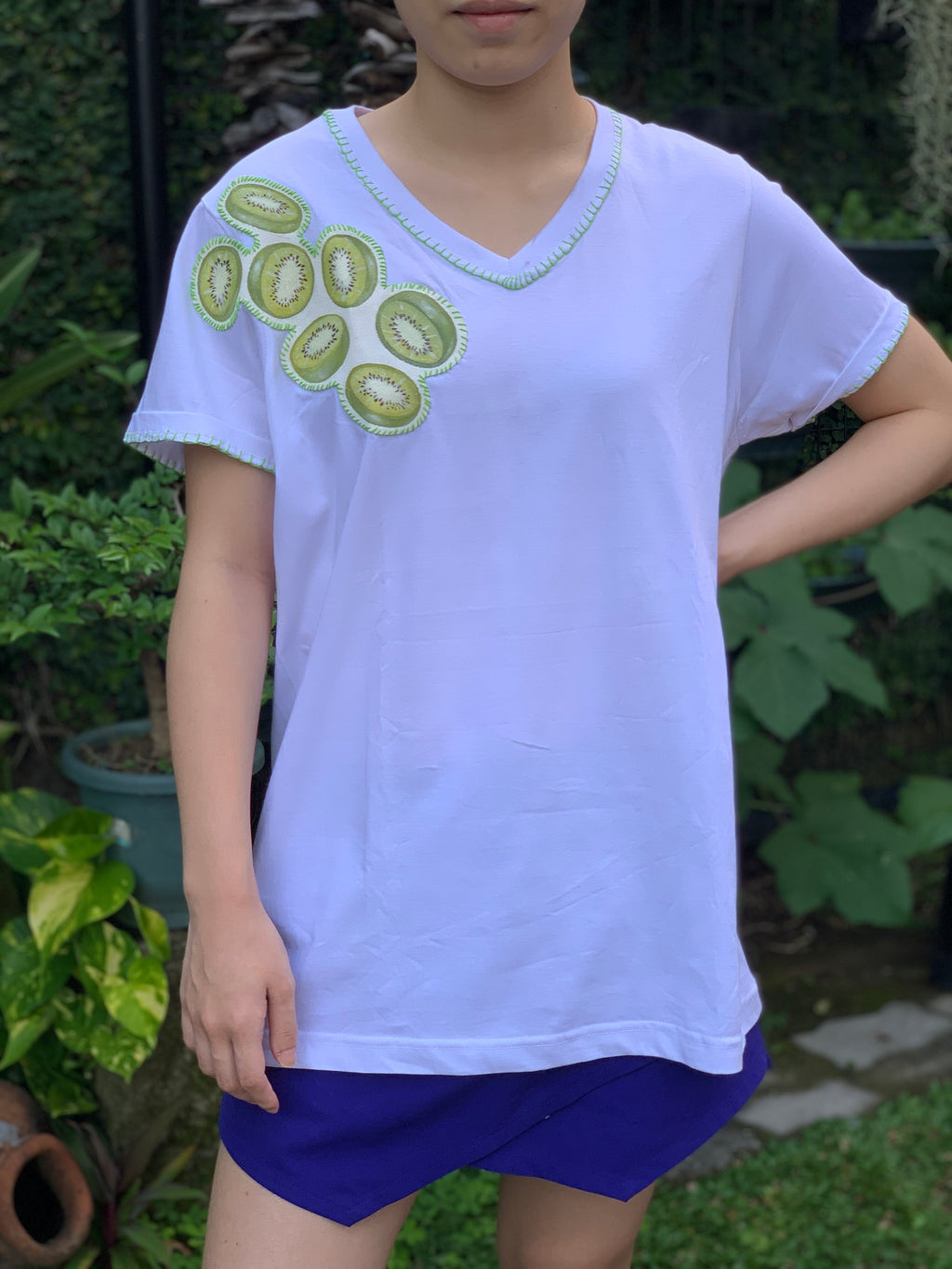 Hand-Painted Shirt (Kiwi) - Island Girl