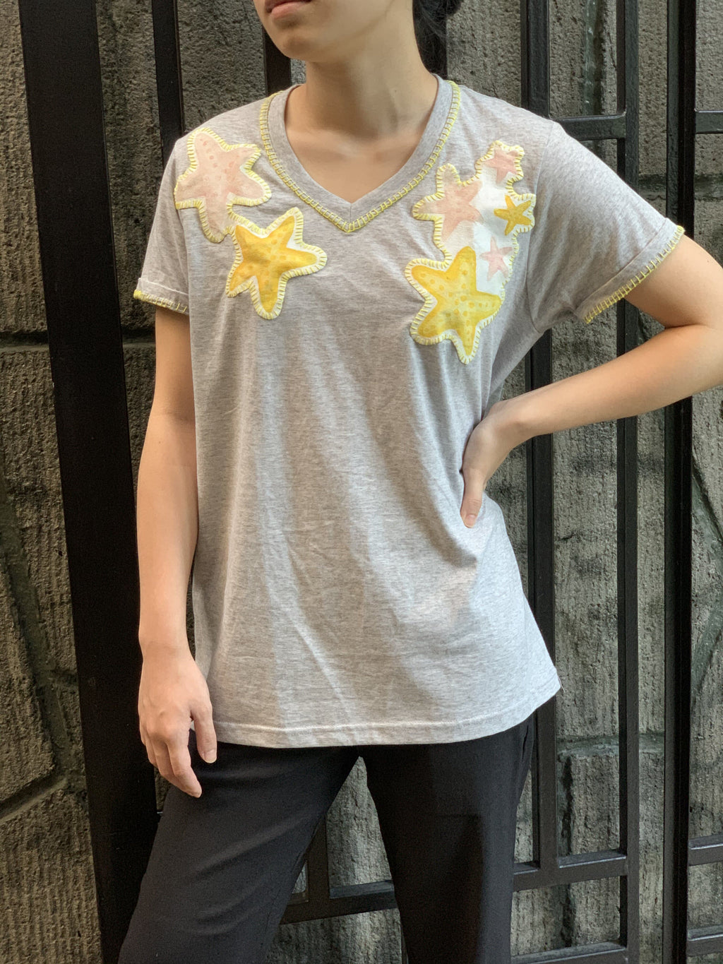 Hand-Painted Shirt (Multi-Starfish) - Island Girl