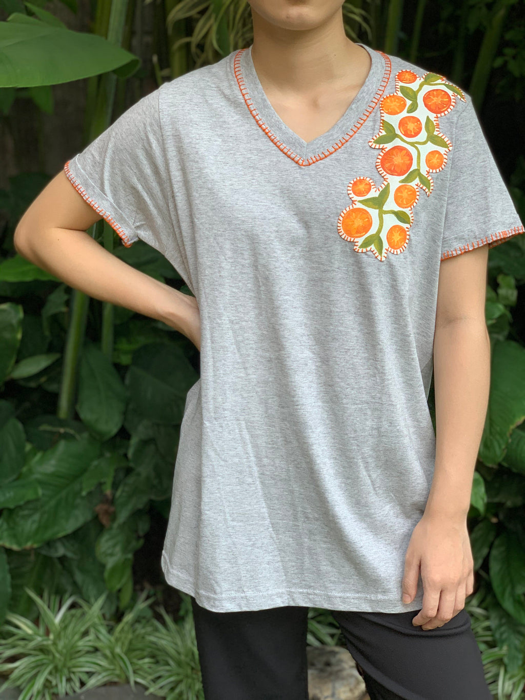 Hand-Painted Shirt (Oranges) - Island Girl