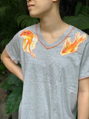 Hand-Painted Shirt (Goldfish) - Island Girl