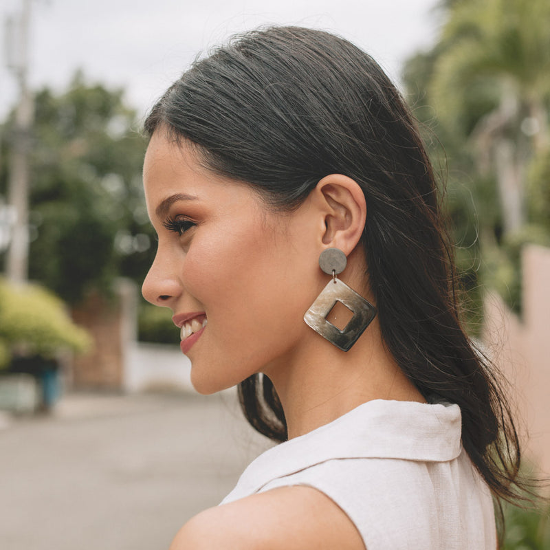 Bern Capiz Earrings in Gray - Island Girl