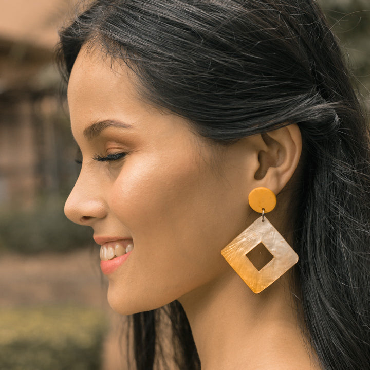 Bern Capiz Earrings in Yellow - Island Girl