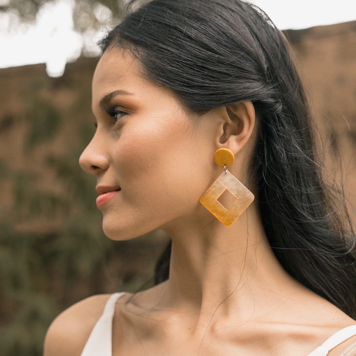Bern Capiz Earrings in Yellow - Island Girl