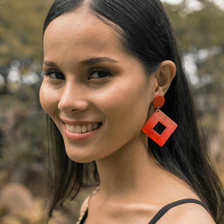 Bern Capiz Earrings in Red - Island Girl