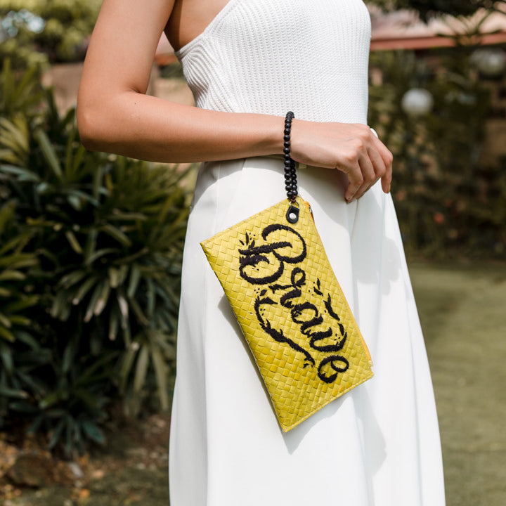 Quote Clutch: Brave in Yellow - Island Girl