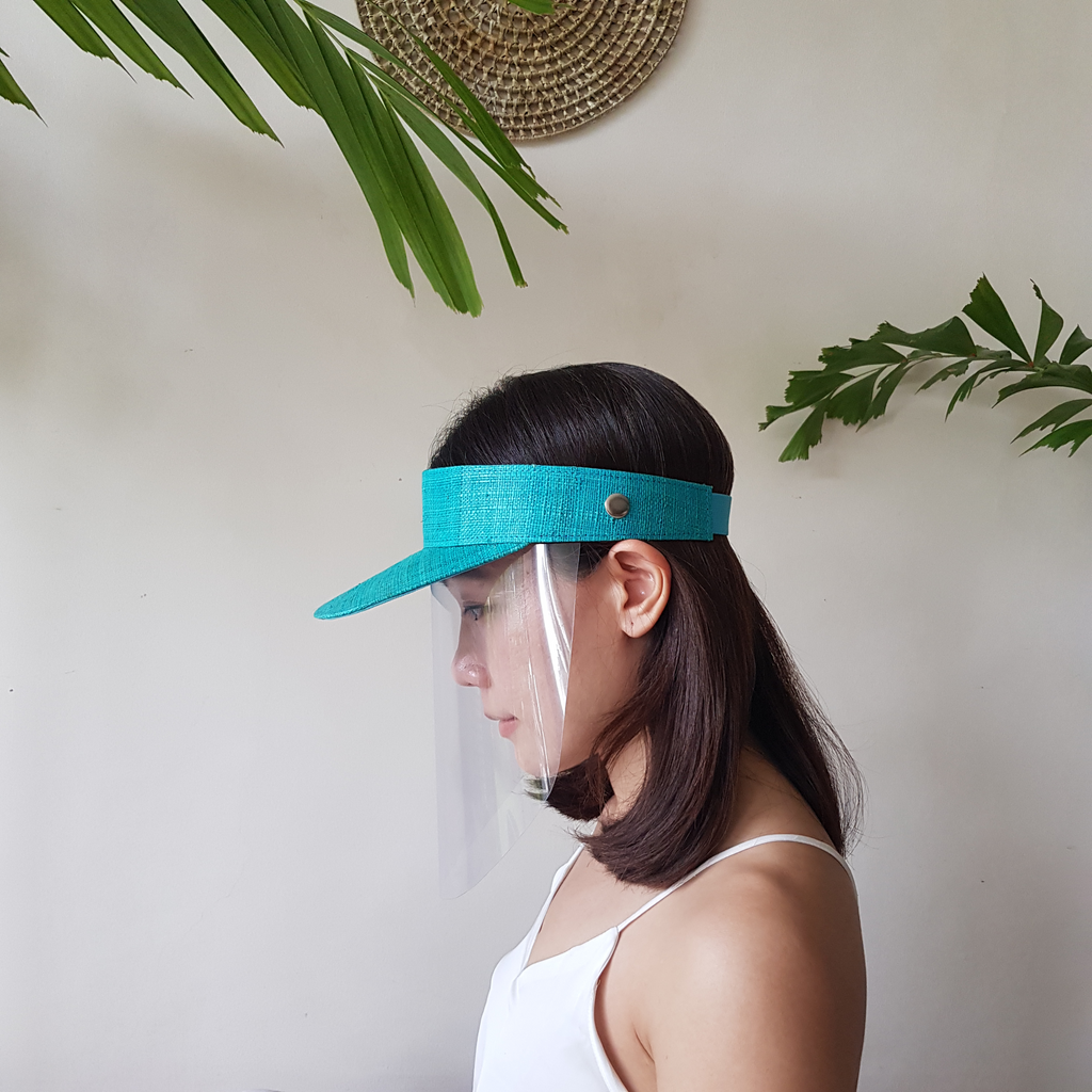 Raffia Visor + Face Shield (Turquoise)