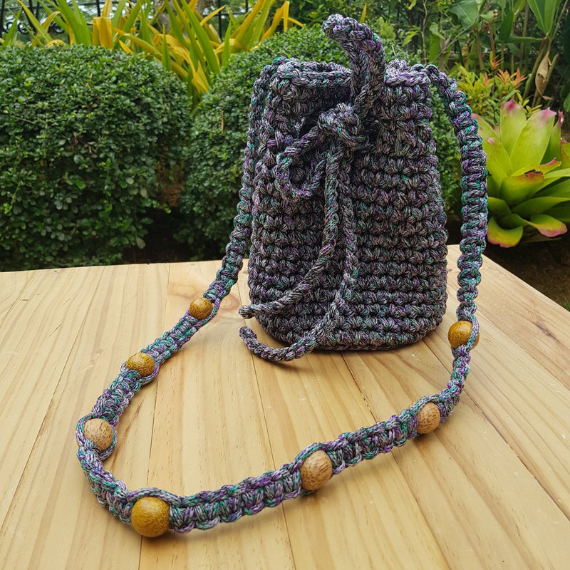 Elvira Macram� Mini Bucket Bag (Purple) - Island Girl