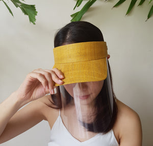 Raffia Visor + Face Shield (Mustard) - Island Girl